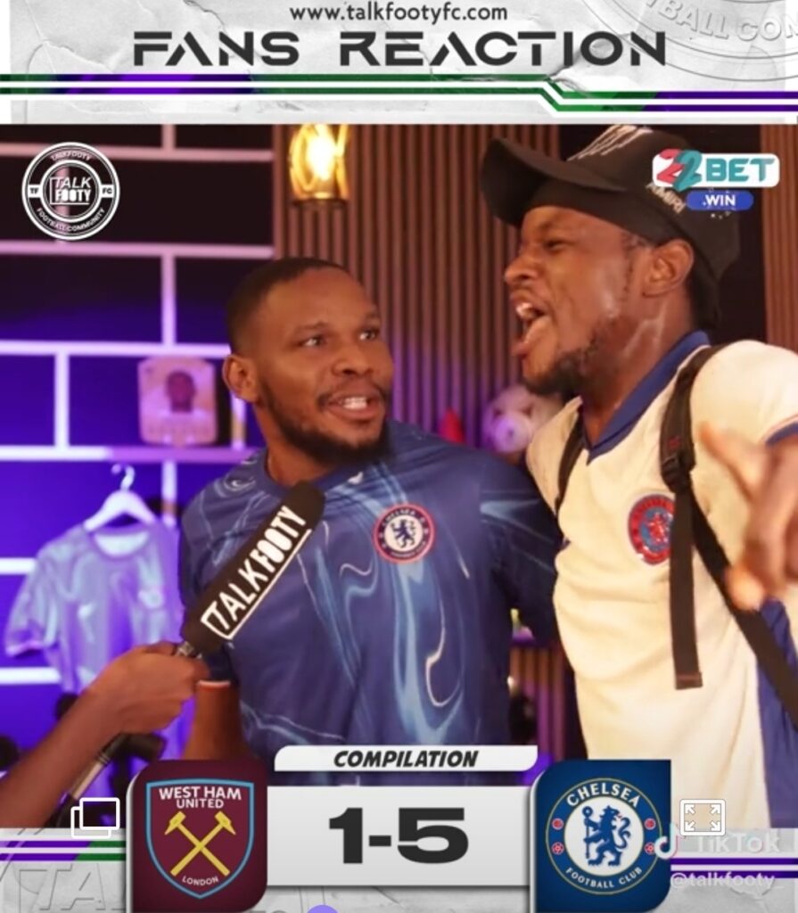 TalkFootyFC Interviews Excited Blues Fans After Chelsea’s 5-1 Thrashing Of West Ham In EPL Match Week 2